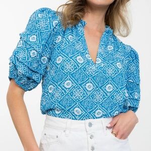 THML Blue and White Patterned Blouse